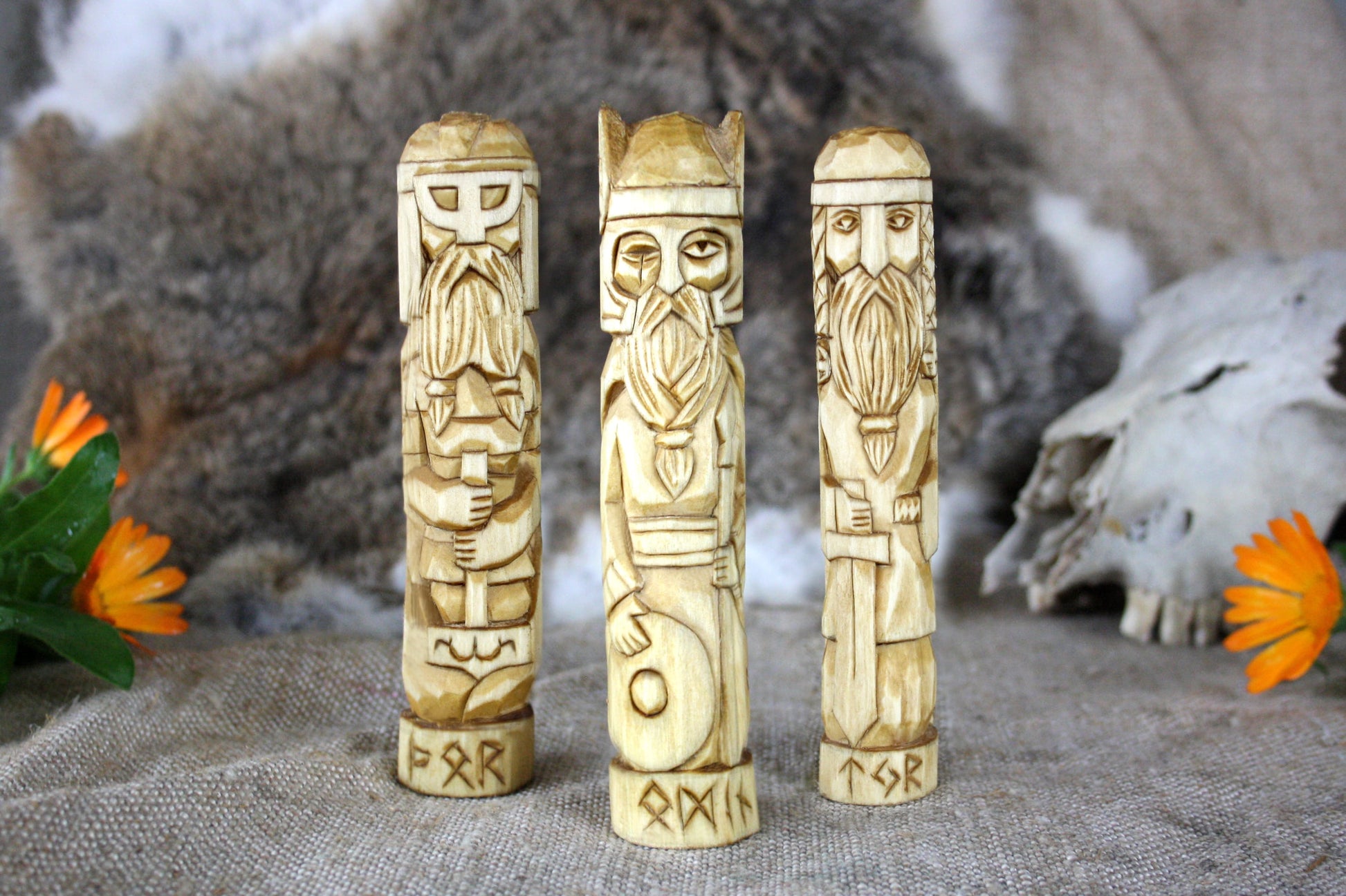 Wooden figurine of Norse God ODIN