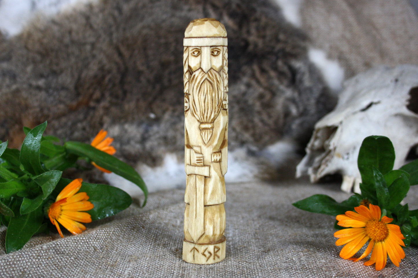 Wooden figurine of Norse God TYR