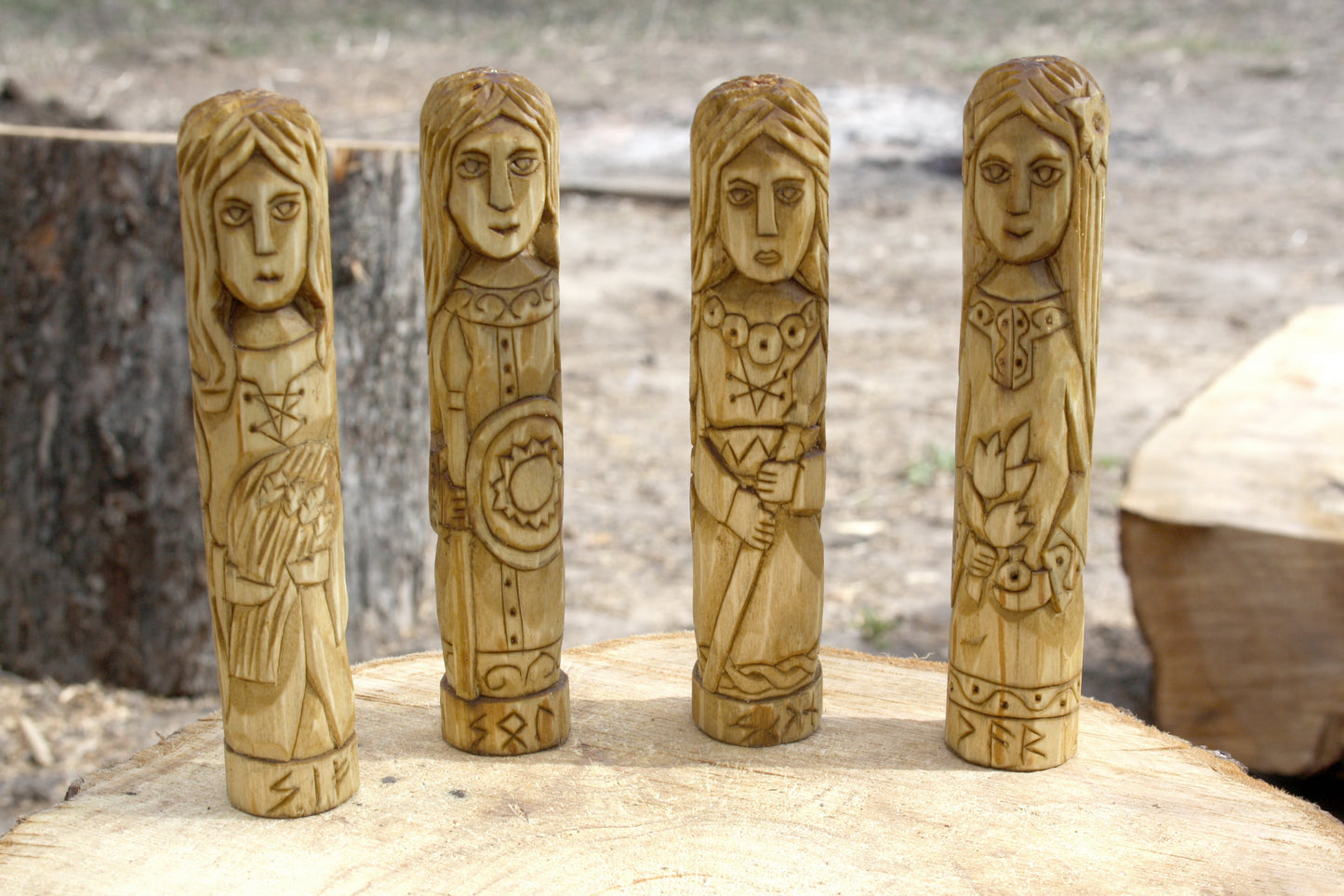 Wooden figurine of Norse Goddess SOL