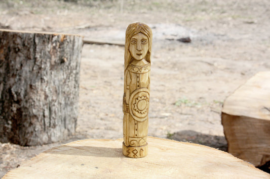 Wooden figurine of Norse Goddess SOL