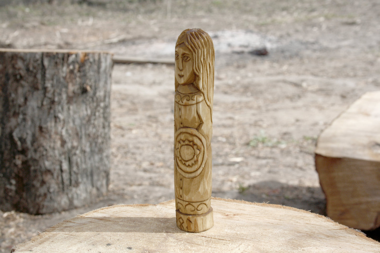 Wooden figurine of Norse Goddess SOL