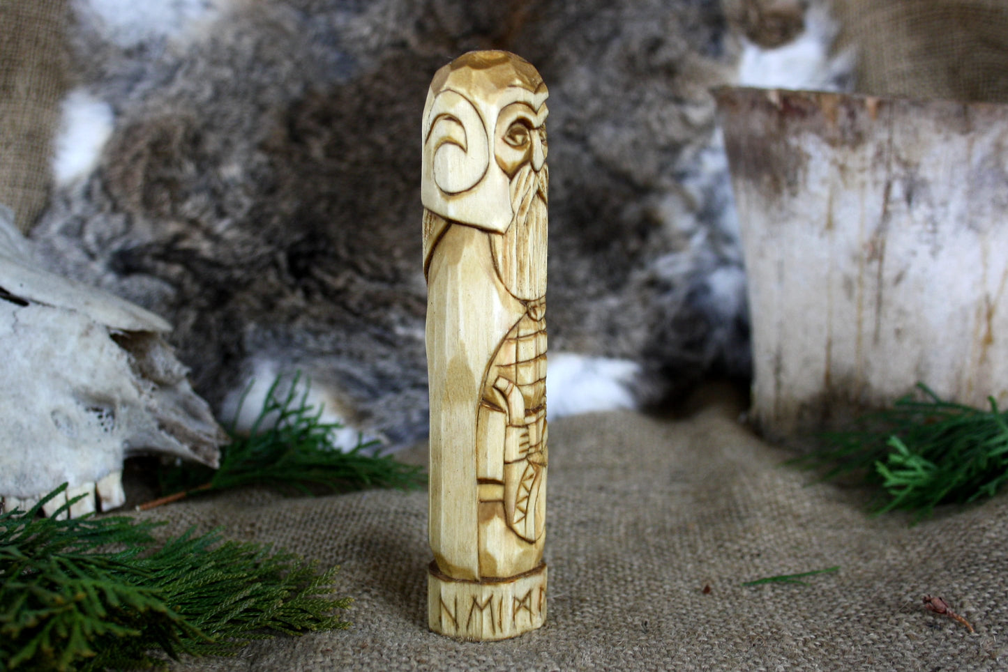 Wooden figurine of Norse God HEIMDALL