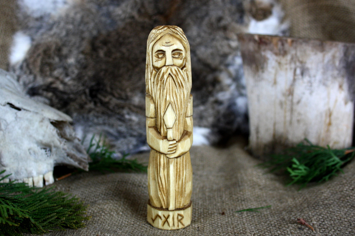 Wooden figurine of Norse God AEGIR