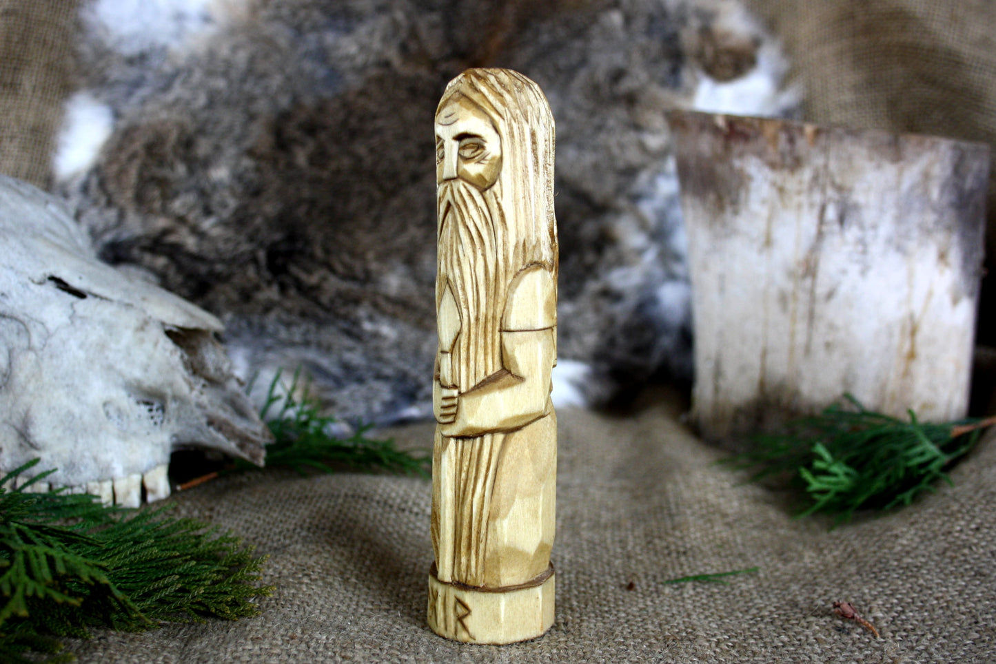 Wooden figurine of Norse God AEGIR