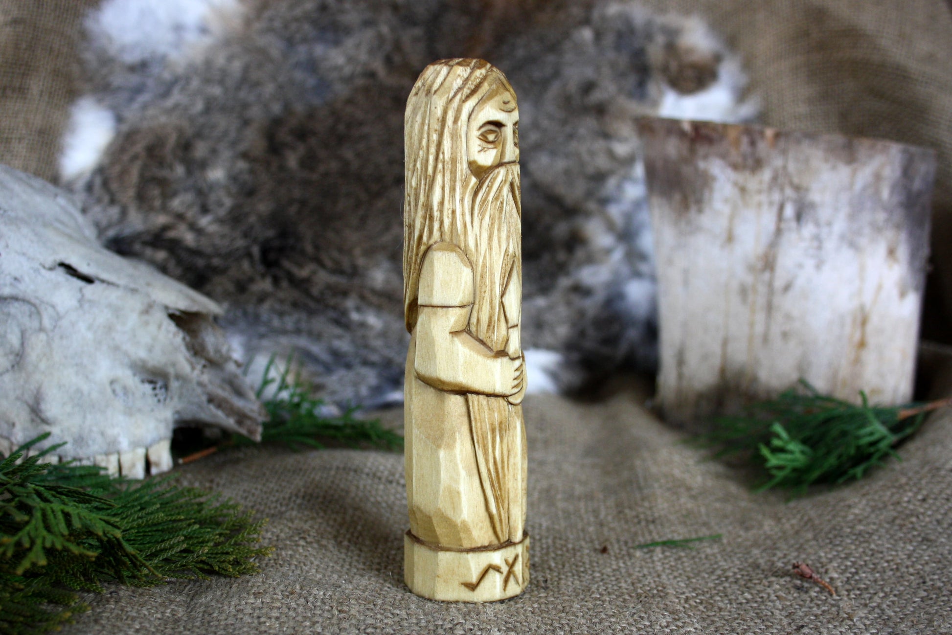 Wooden figurine of Norse God AEGIR