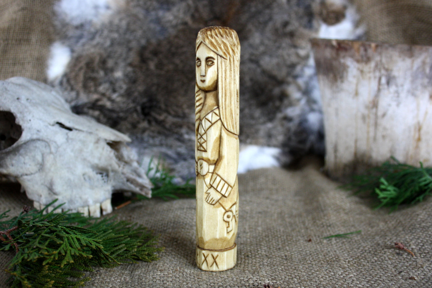 Wooden figurine of Norse Goddess FRIGG