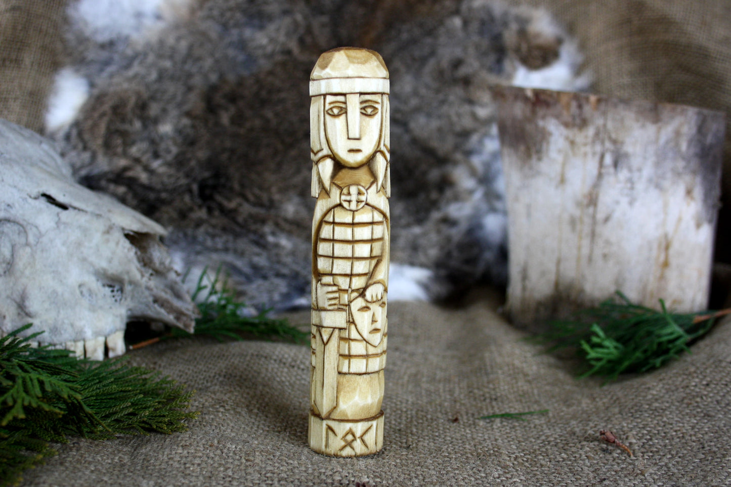 Wooden figurine of Norse God LOKI