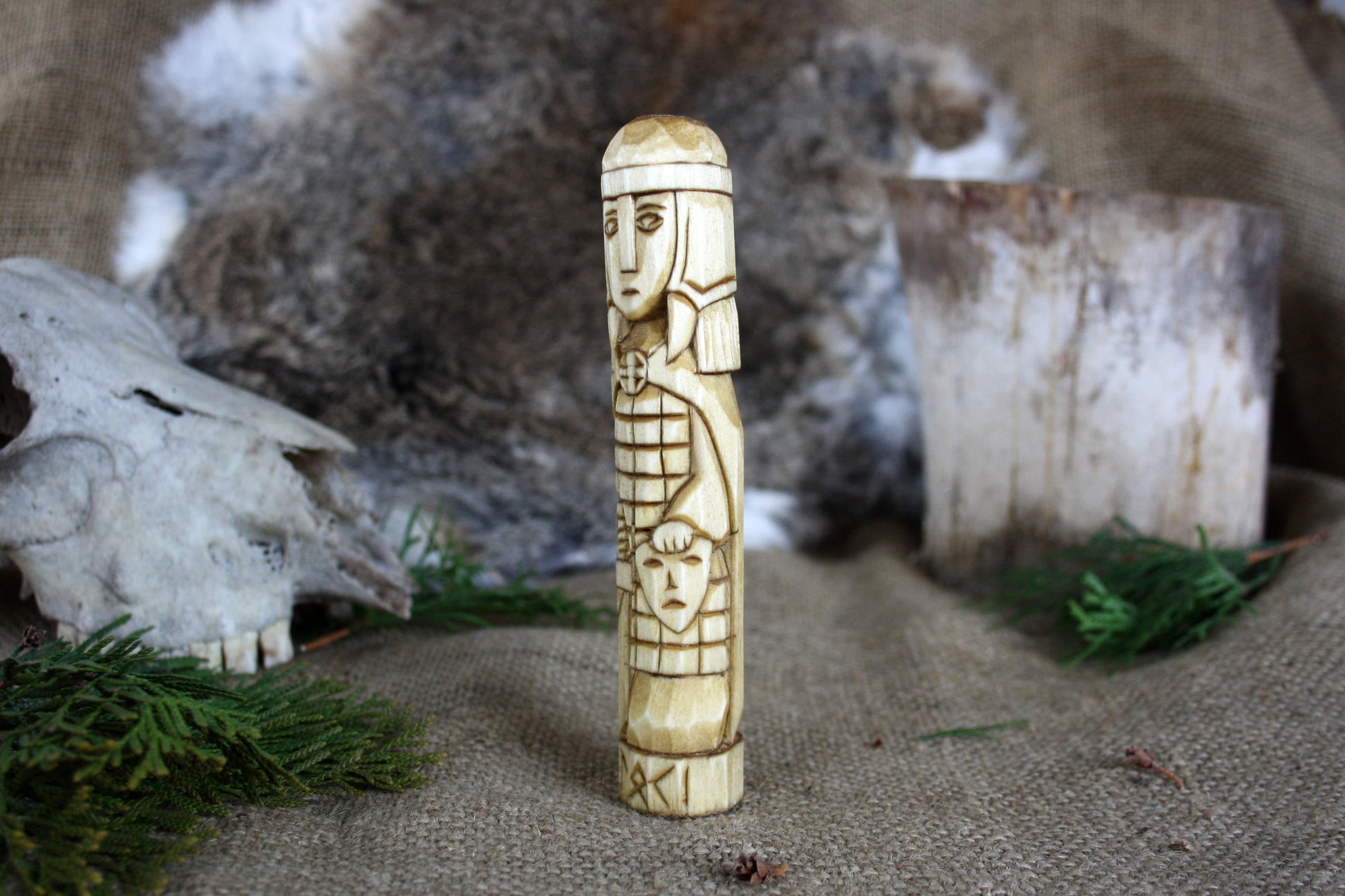 Wooden figurine of Norse God LOKI