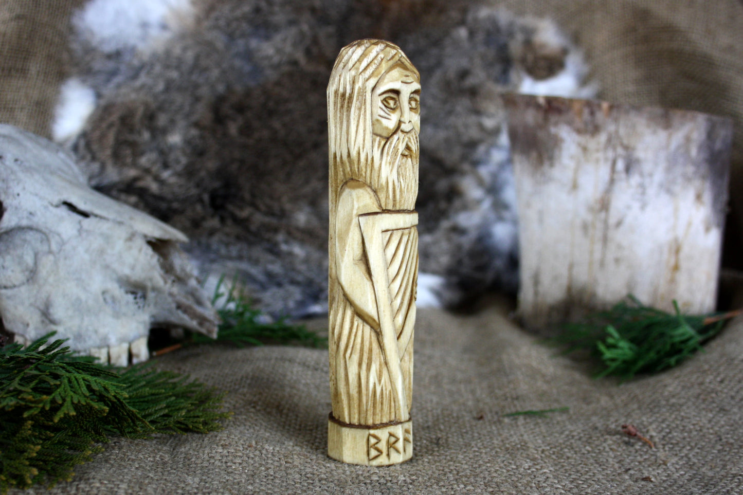 Wooden figurine of Norse God BRAGI