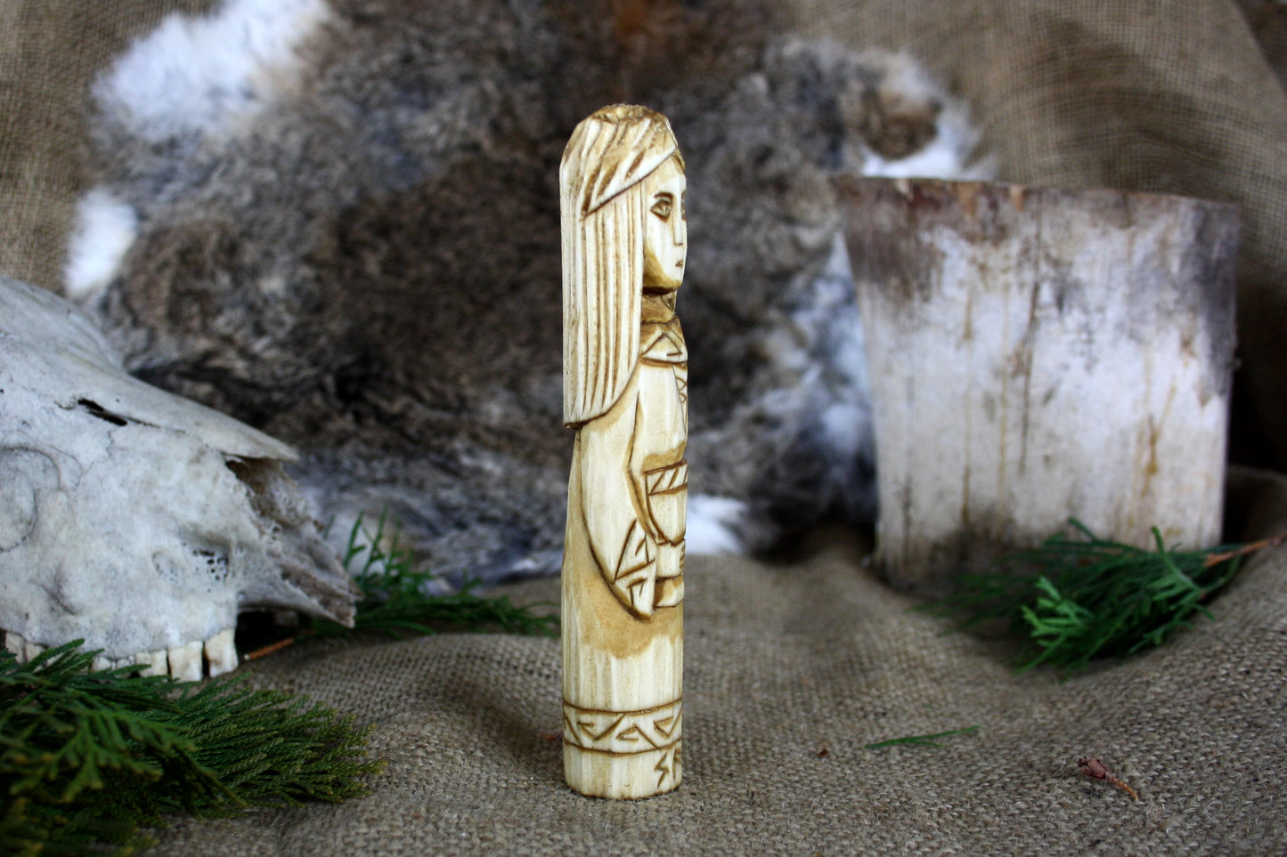 Wooden figurine of Norse Goddess SAGA