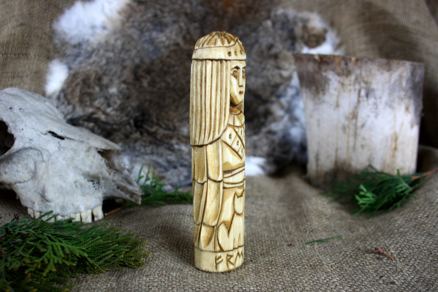 Wooden figurine of norse goddess Freya