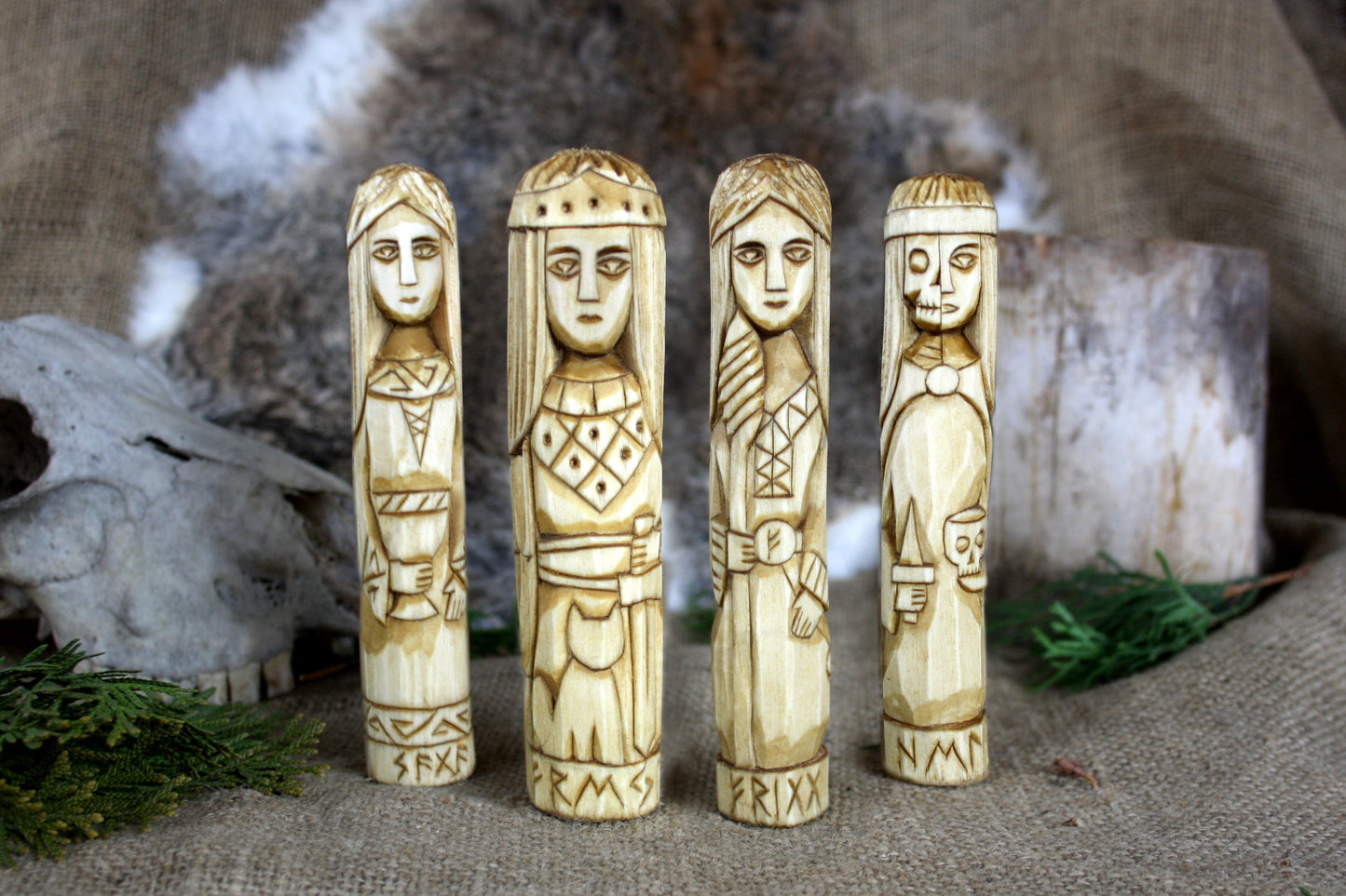 Wooden figurine of norse goddess Freya