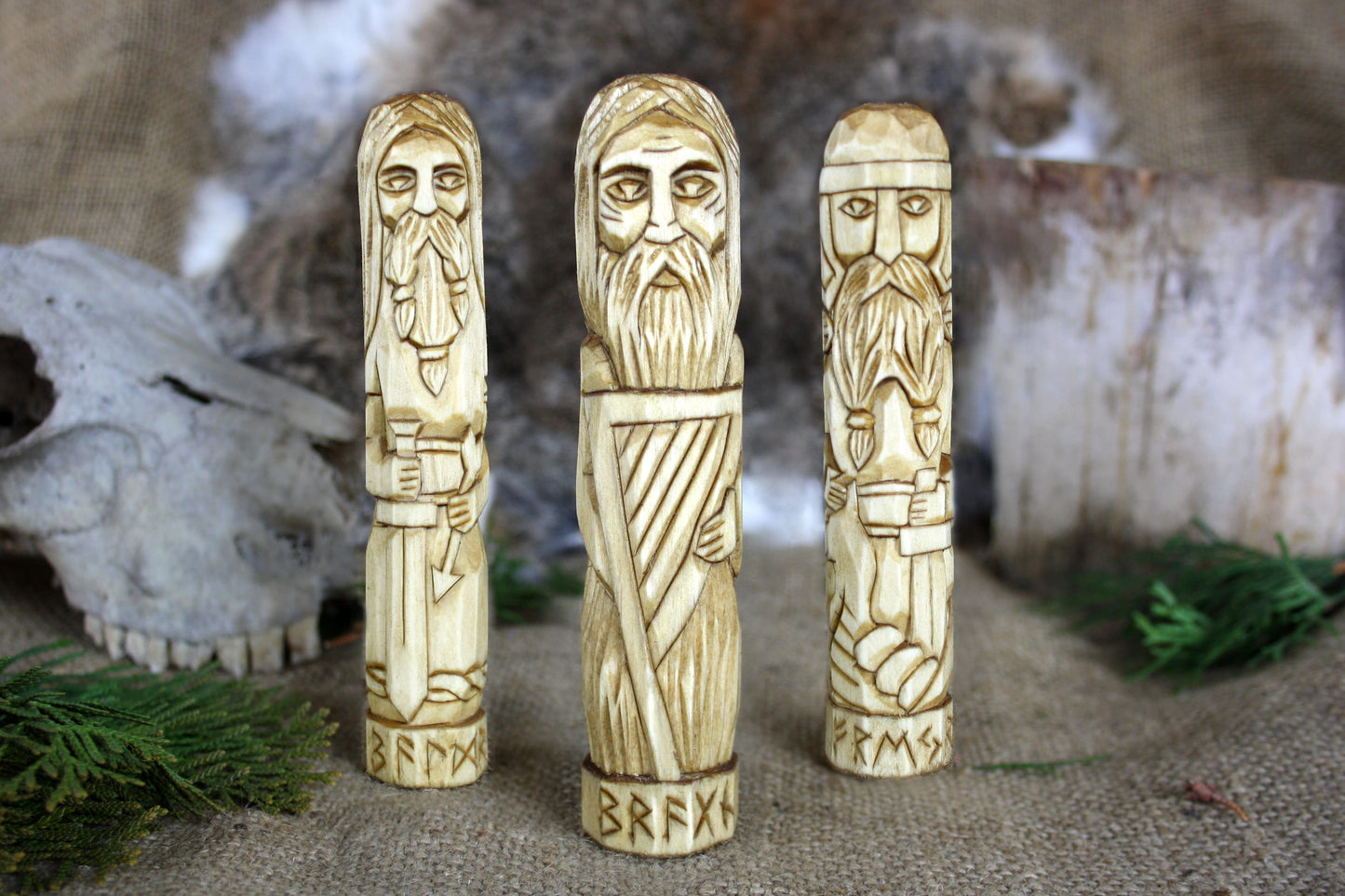 Wooden figurine of Norse God BRAGI