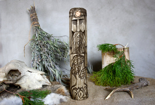 Wooden statue of main Slavic God ROD 