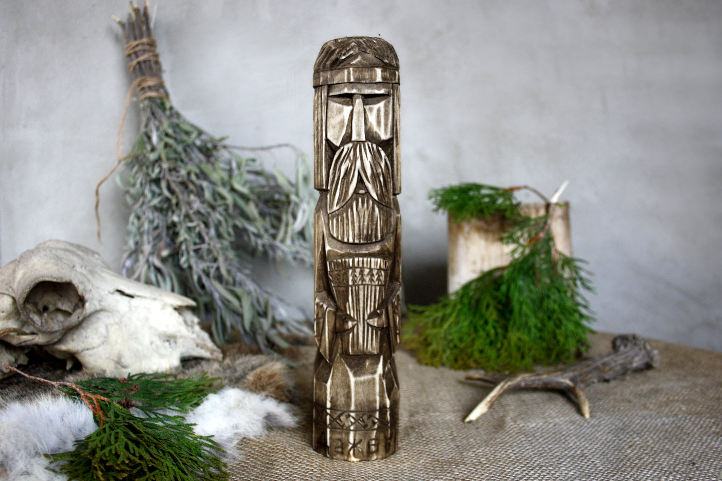 Wooden statue of Slavic God DAZHBOG