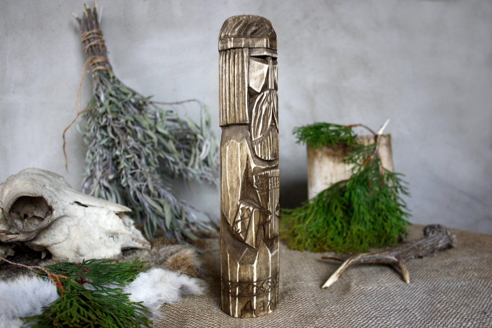 Wooden statue of Slavic God DAZHBOG