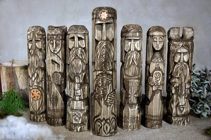Wooden statue of main Slavic Gods