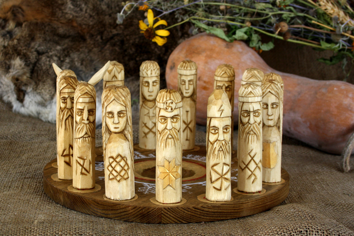 Small Slavic Pantheon. Altar. Makosh, Hors, Chur, Dana, Stribog, Yarylo, Morana, Chernobog, Yarylo,Dajdbog, Perun, Lada, Rod, Svarog, Veles.