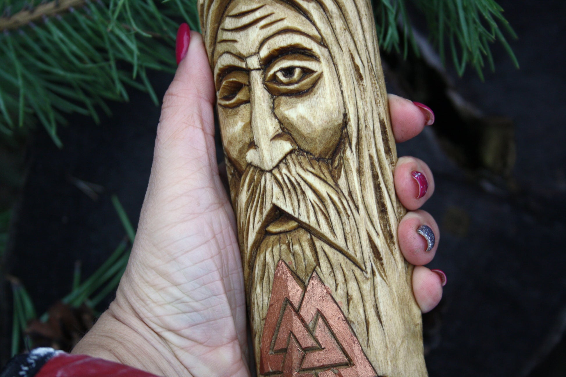 Wooden panel of Norse god ODIN