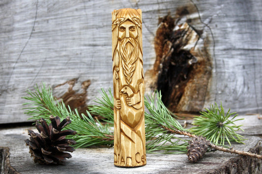 Celtic God DIAN CECHT wooden statue