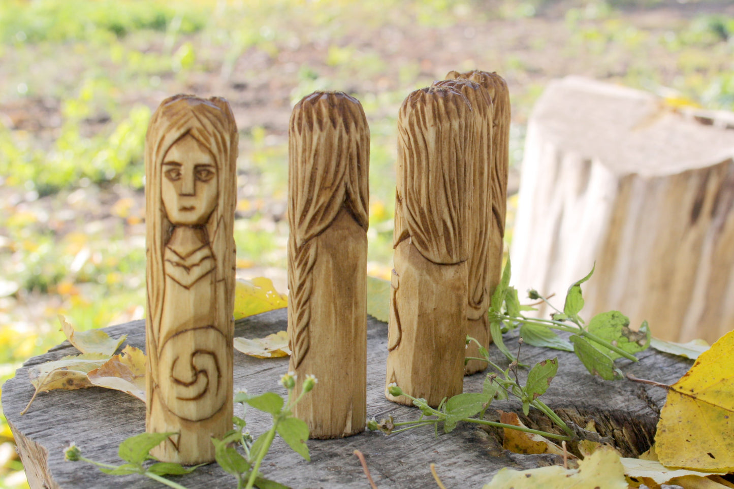 Celtic set of wooden gods