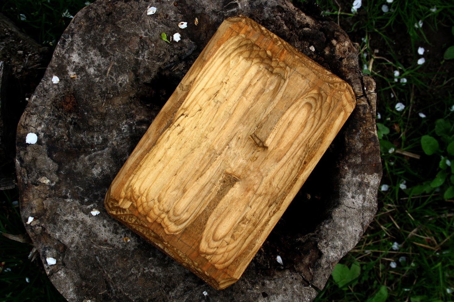 Wooden altar of Freya Odin and Thor