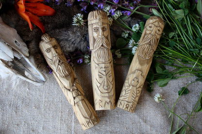 Hand carved figurine of the Norse god Njord.