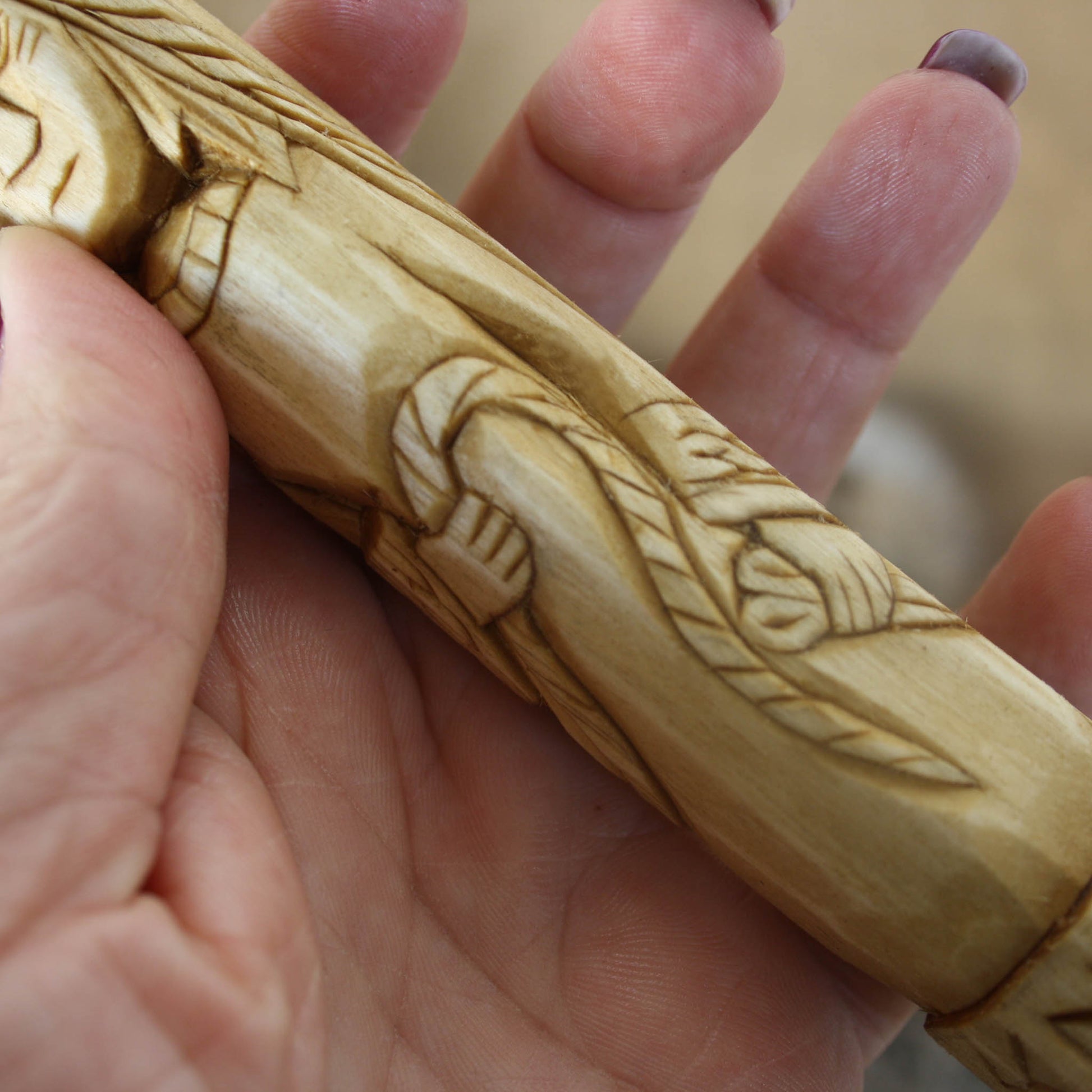 Skuld wooden statue 15 cm hand carved Norse Norn figurine