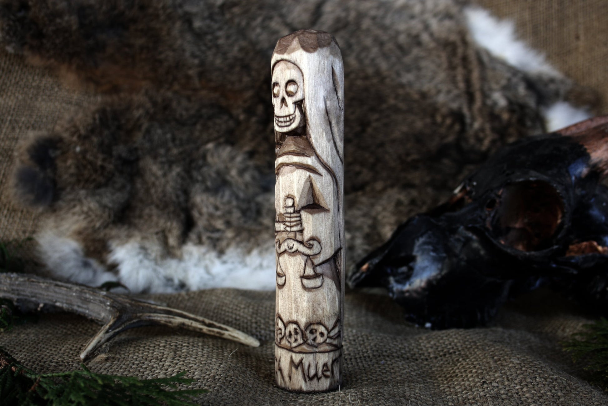 Wooden figurine Santa Muerte