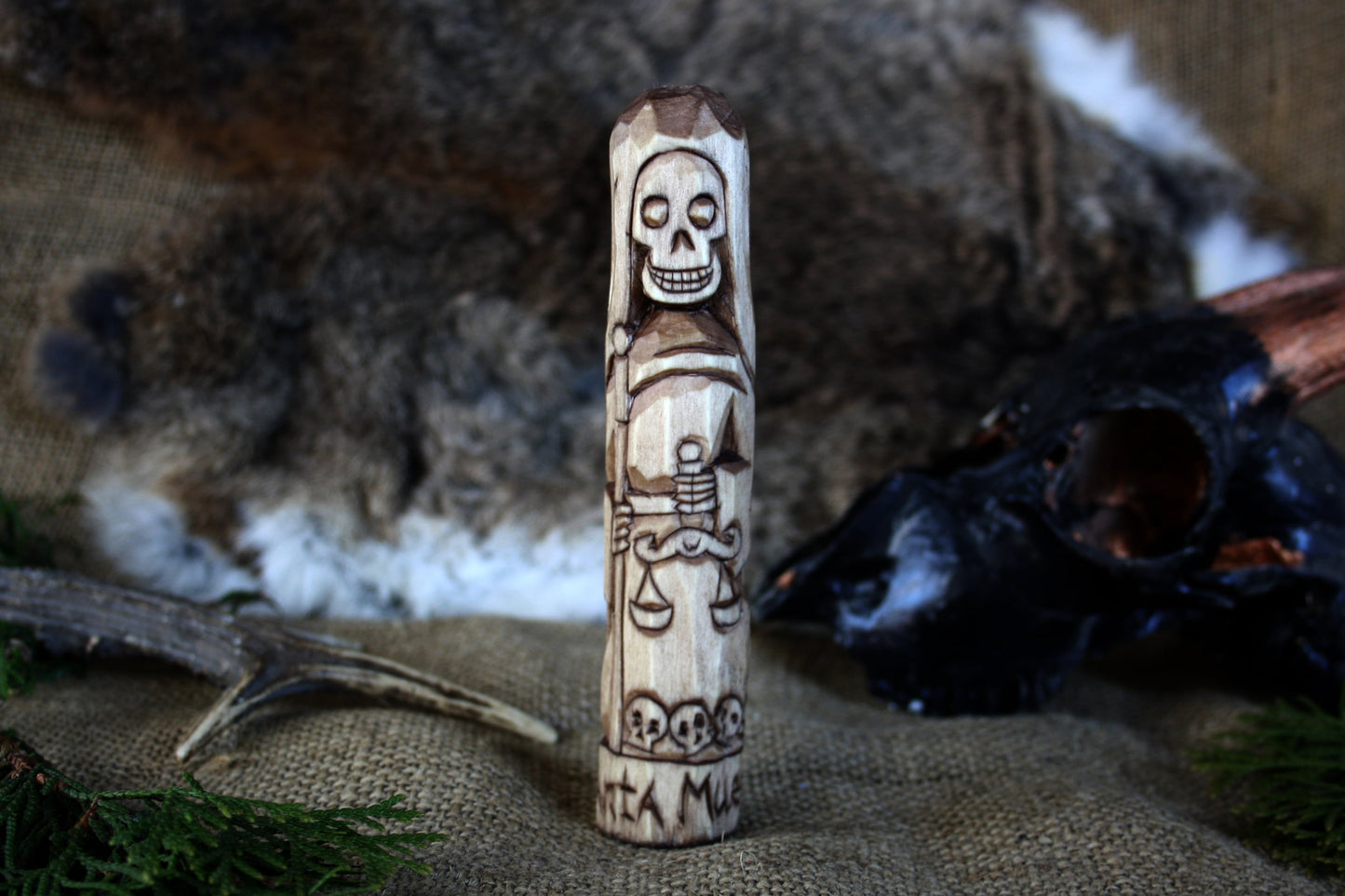 Wooden figurine Santa Muerte