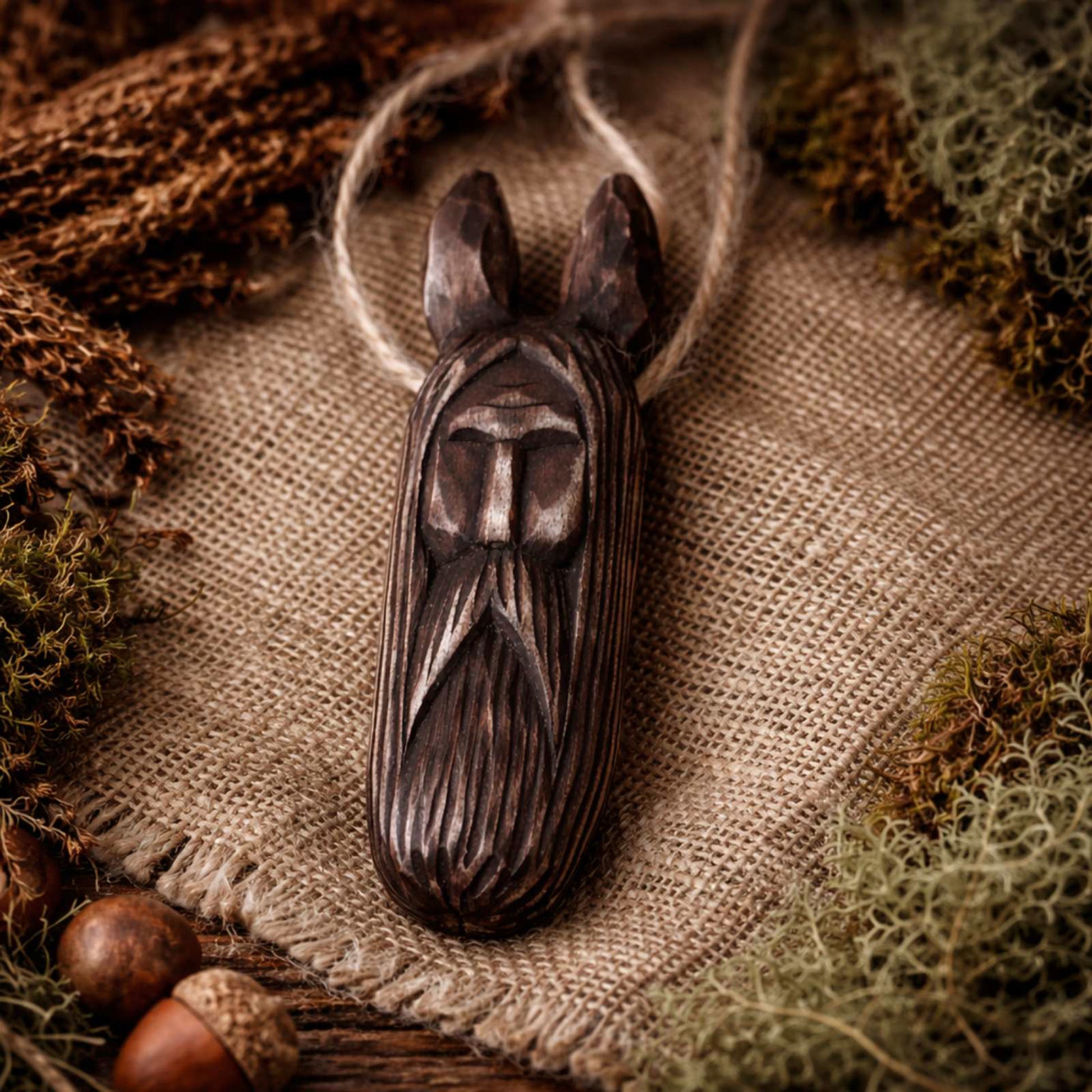 Hand-carved Veles wooden amulet Slavic pagan talisman handmade from natural wood