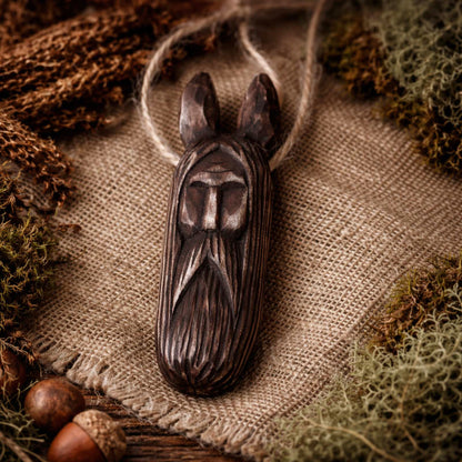 Hand-carved Veles wooden amulet Slavic pagan talisman handmade from natural wood