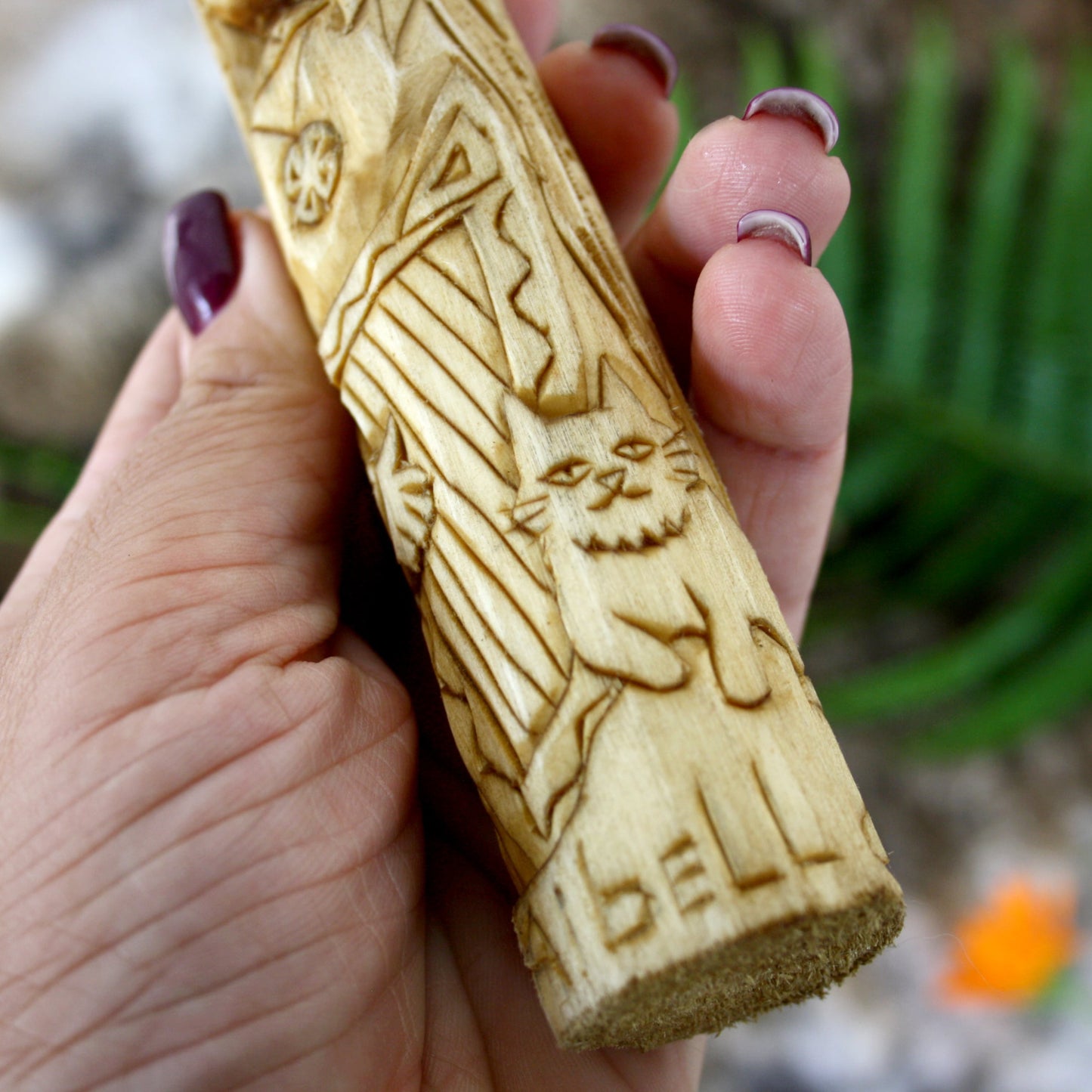Aibell Celtic goddess detailed hand-carved wooden figure 15cm