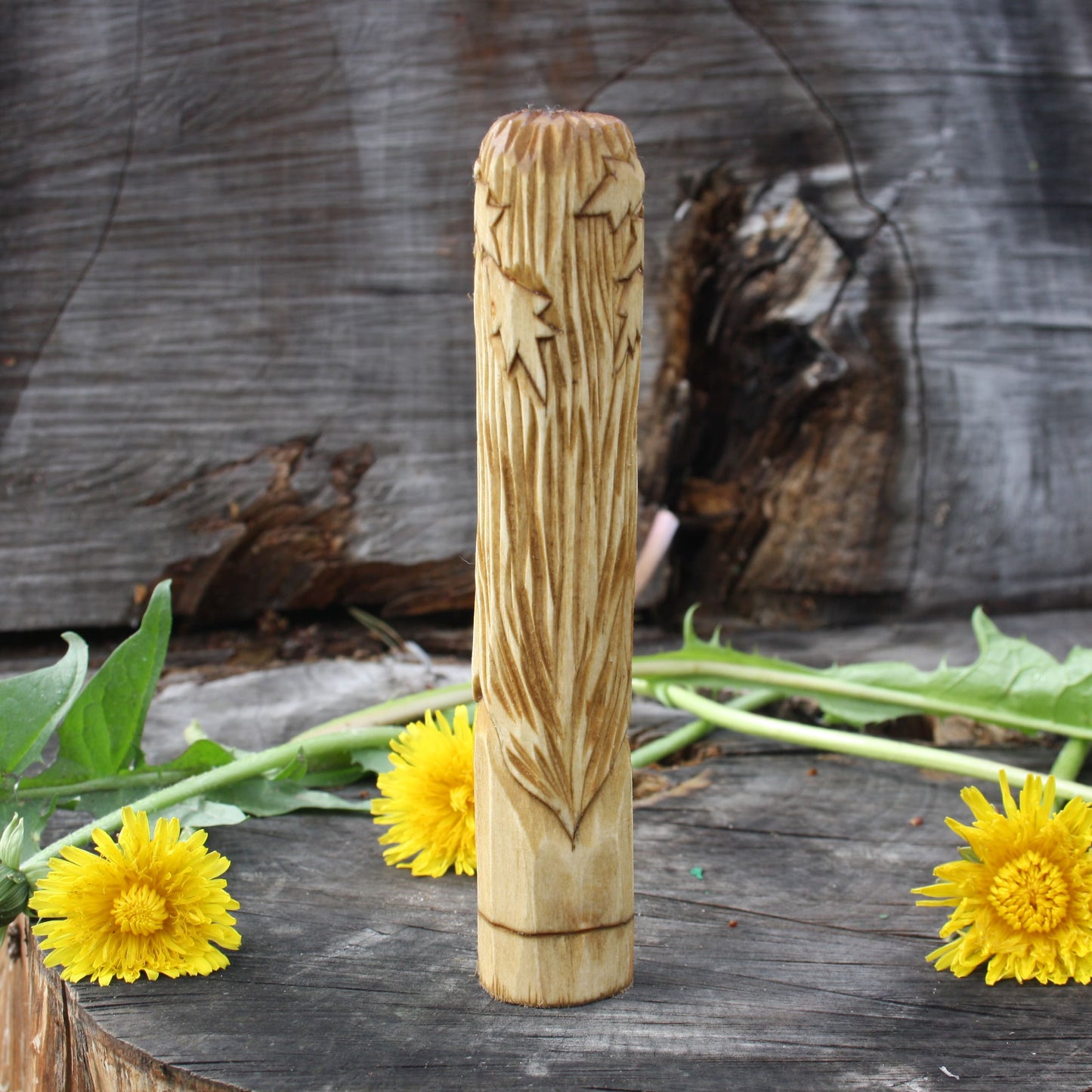 Áine Celtic goddess 15cm hand-carved wooden statue back view