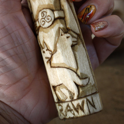 Arawn Celtic king of the Otherworld detailed hand-carved wooden figure