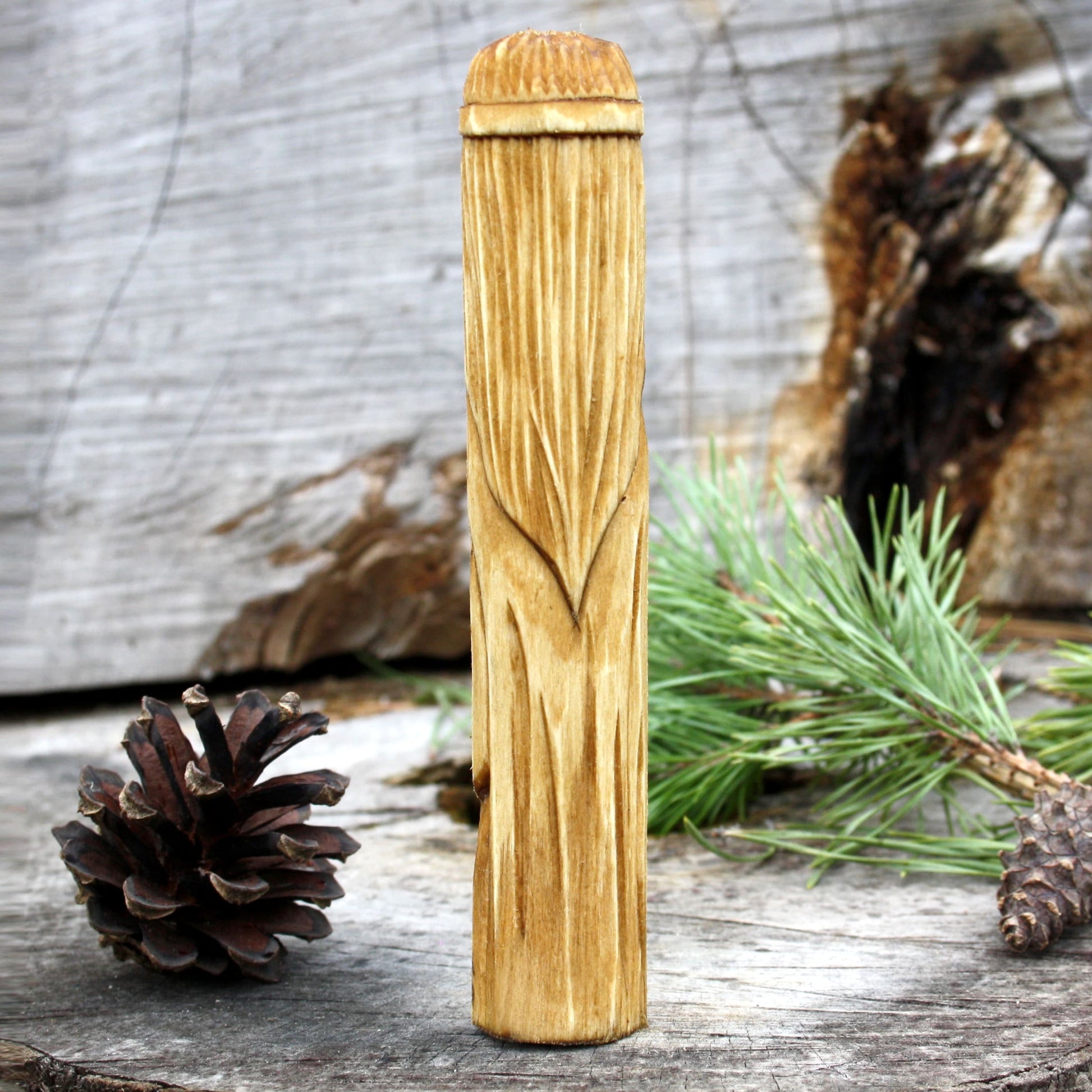 Belenus Celtic god of light and healing 15cm hand-carved wooden statue back view