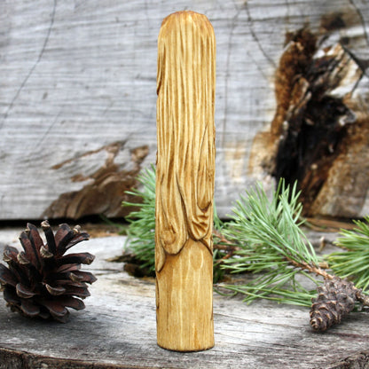 Boann Celtic goddess of the river 15cm hand-carved wooden statue back view