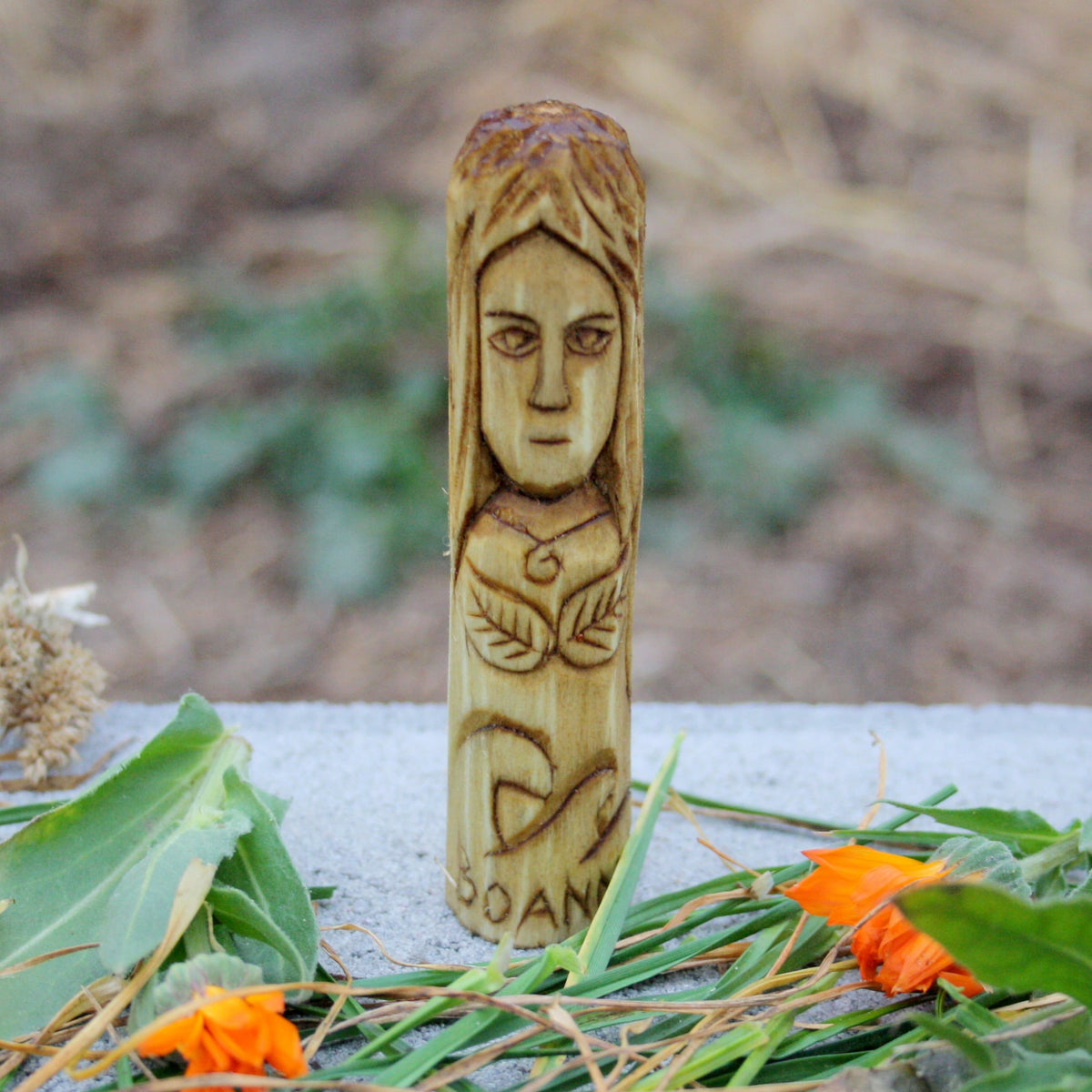 10 cm hand-carved wooden Boann goddess figurine inspired by Irish mythology
