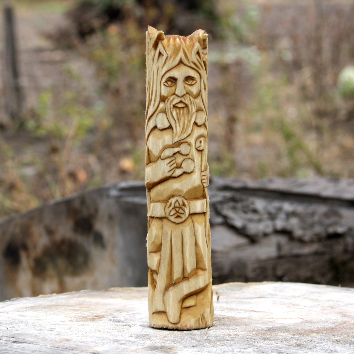 Cernunnos Celtic god 15cm hand-carved wooden figurine from Celtic altar set