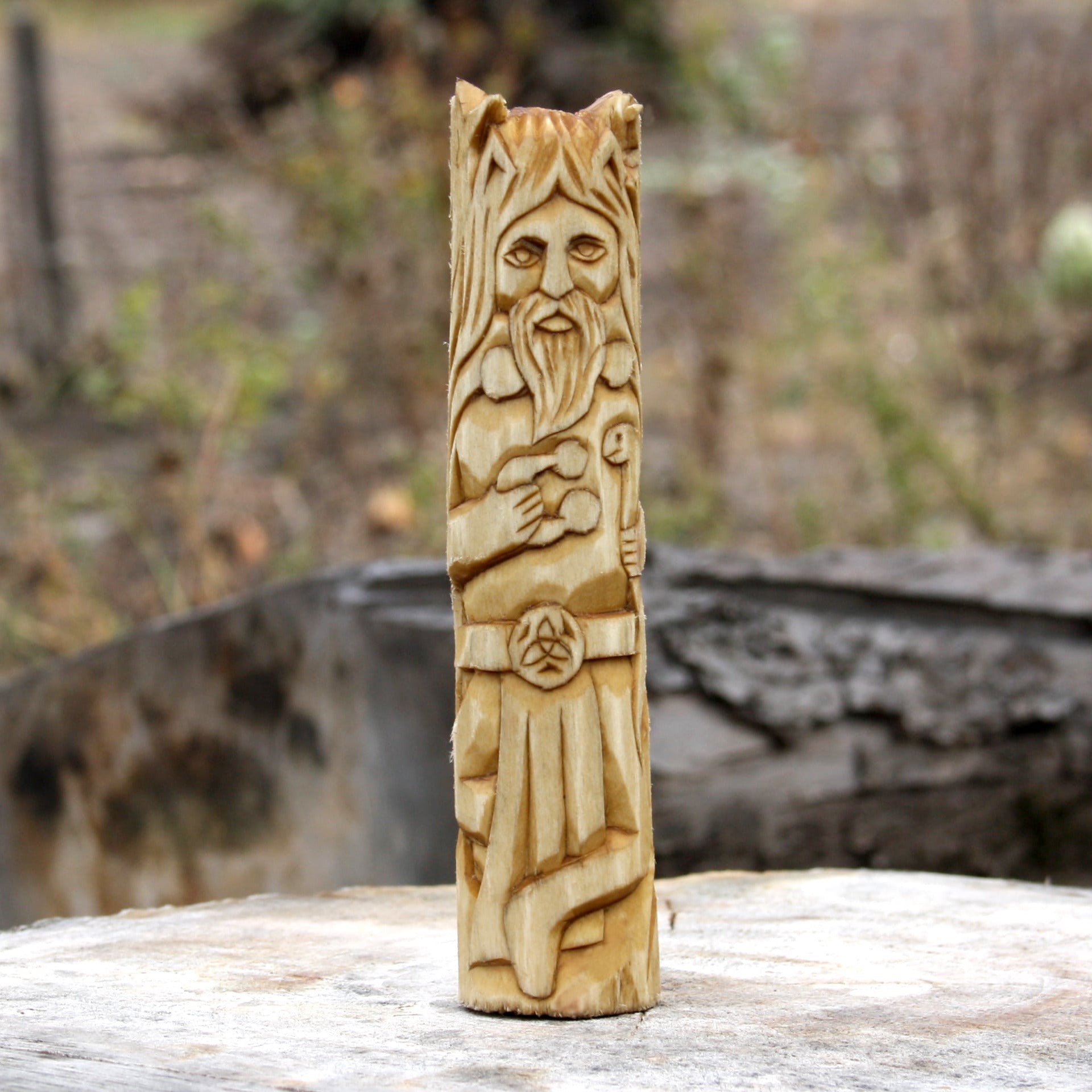 Cernunnos Celtic god 15cm hand-carved wooden figurine from Celtic altar set