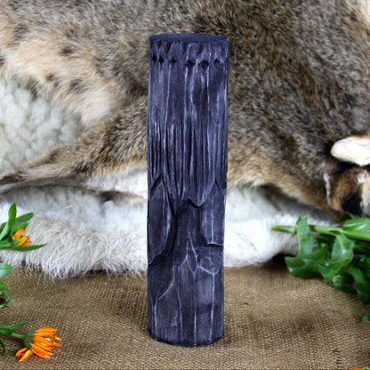 Bck side of Chernobog dark Slavic wooden idol 20 cm hand carved from linden wood