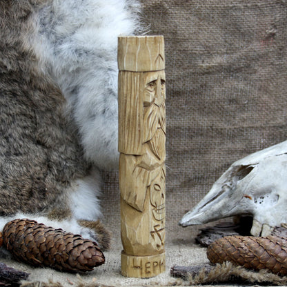 Right side of Chernobog Slavic wooden idol 18 cm