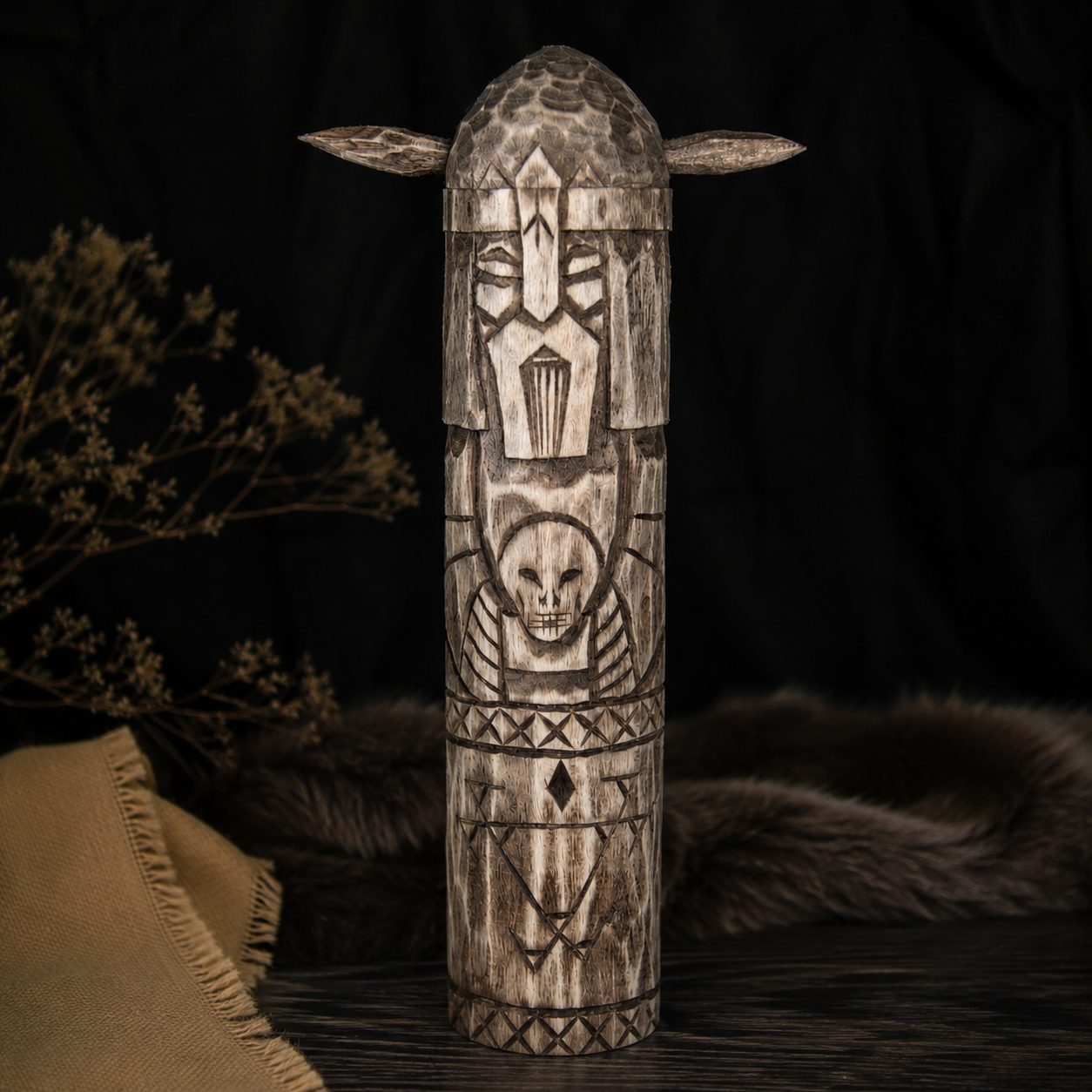 Chernobog Slavic wooden idol 20 cm