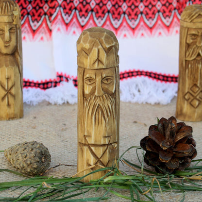 Chernobog small Slavic god wooden idol 10 cm hand carved from linden wood