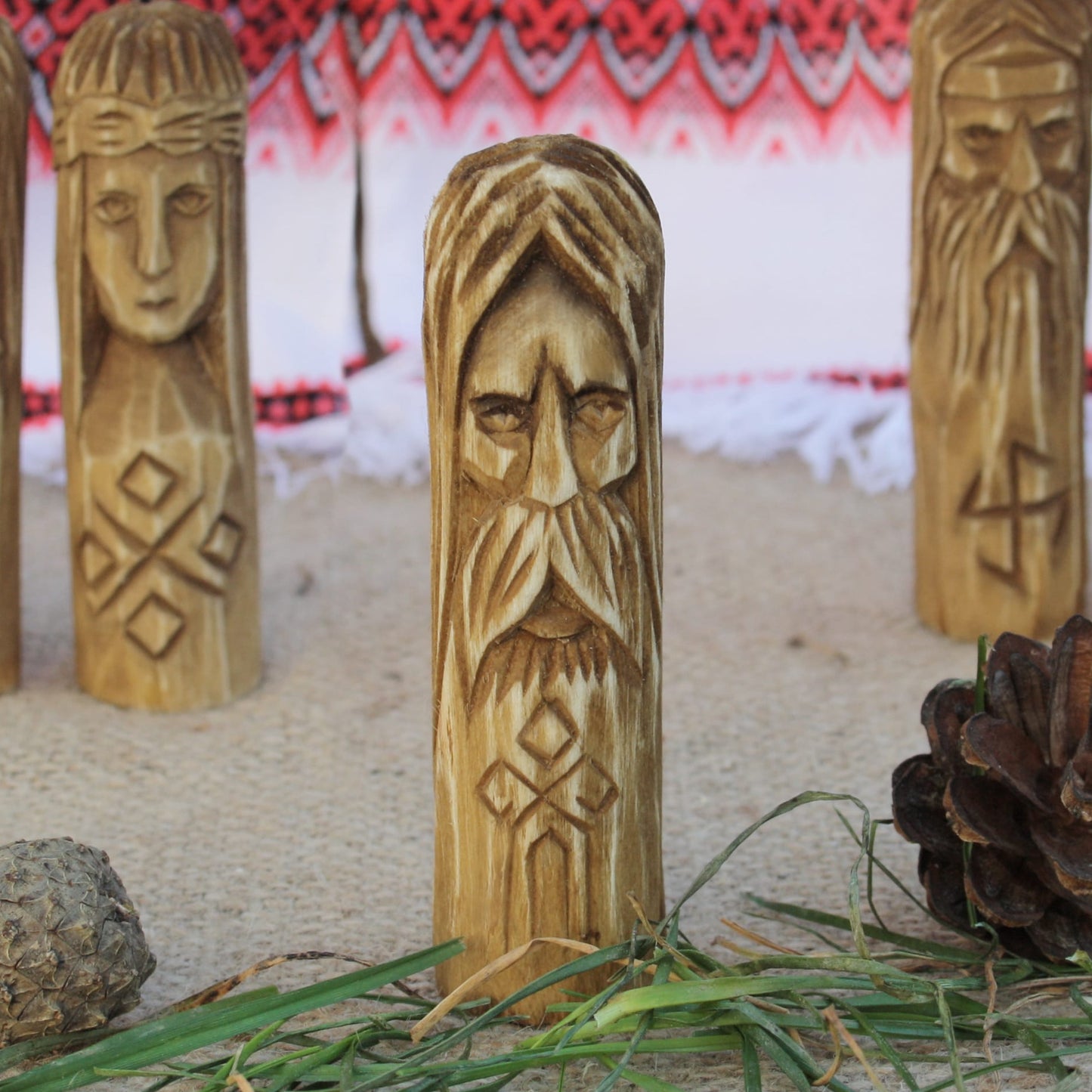Chur Slavic protective god hand-carved wooden statue 10 cm