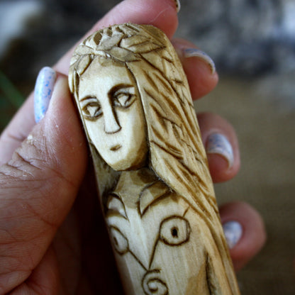 Close-up of face Airmid Celtic goddess