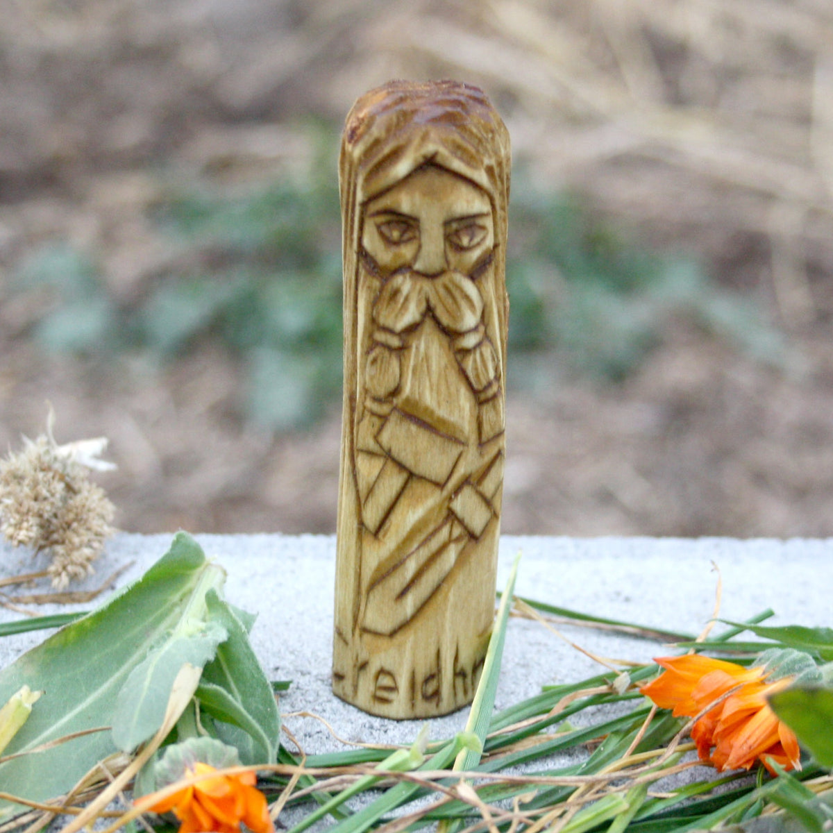 10 cm wooden Creidne figurine inspired by the skilled craftsman of Irish mythology