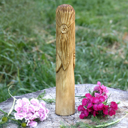 Cú Chulainn Celtic demigod 15cm hand-carved wooden statue back view