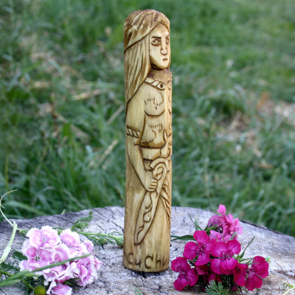 Cú Chulainn Celtic warrior 15cm wooden statue opposite side view