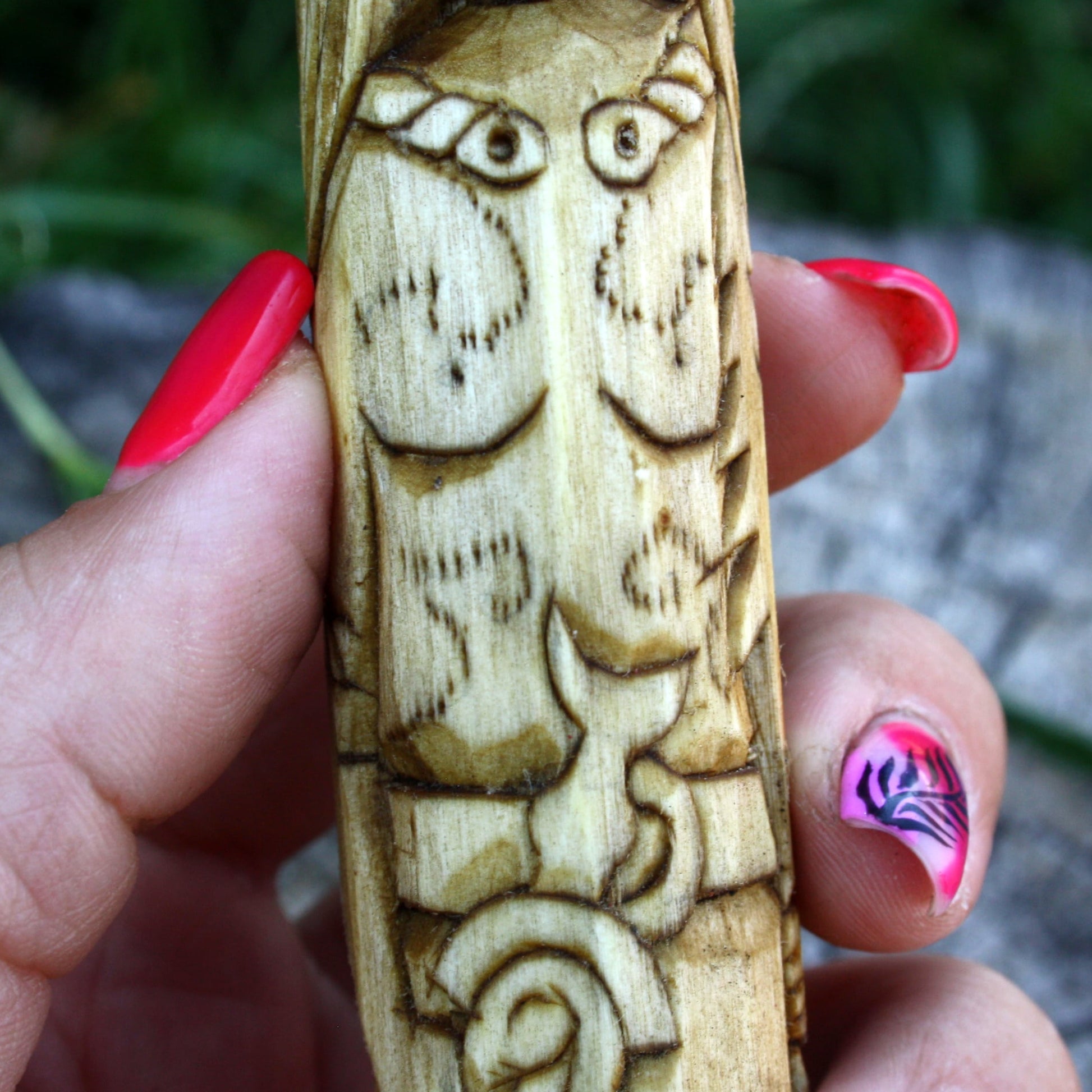 Cú Chulainn Celtic demigod 15cm wooden statue detailed side carving